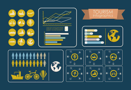 Infographic design over blue background, vector illustrationのイラスト素材