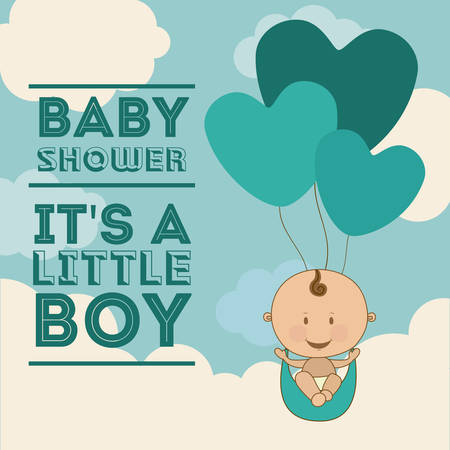 Baby Shower  design over blue background, vector illustrationのイラスト素材