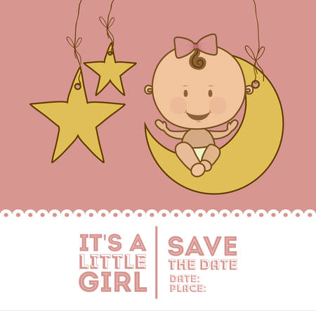 Baby Shower  design over pink background, vector illustrationのイラスト素材