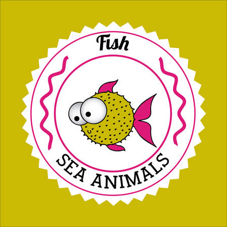 Fish design over green background, vector illustrationのイラスト素材