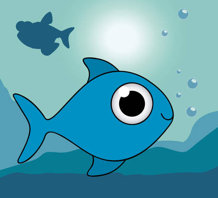 Fish design over blue background, vector illustrationのイラスト素材