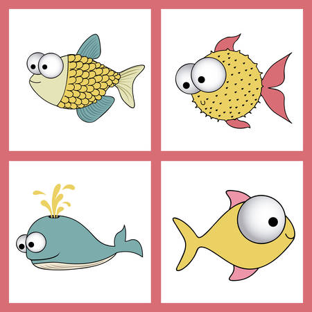 Fish design over pink background, vector illustrationのイラスト素材