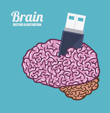 Brain design over blue background, vector illustrationのイラスト素材