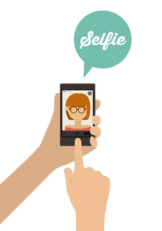 Selfie design over white background, vector illustrationのイラスト素材