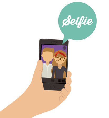 Selfie design over white background, vector illustrationのイラスト素材