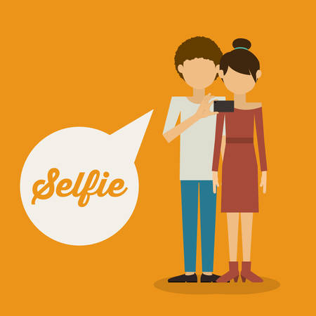 Selfie design over yellow background, vector illustrationのイラスト素材