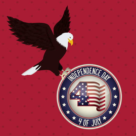 Independence day design over red background, vector illustrationのイラスト素材