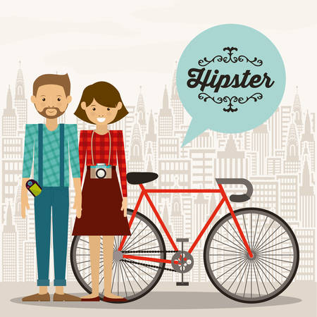 hipster design over landscape background, vector illustrationのイラスト素材