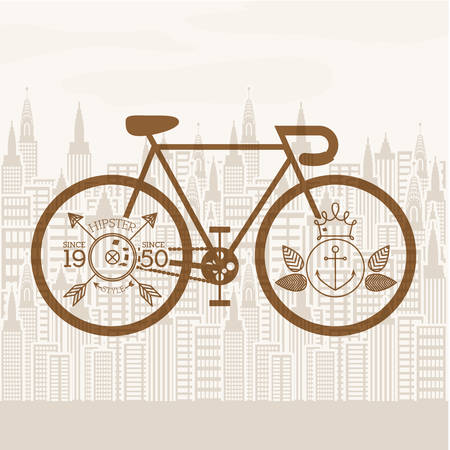 Hipster style design over crumpled background, vector illustratationのイラスト素材