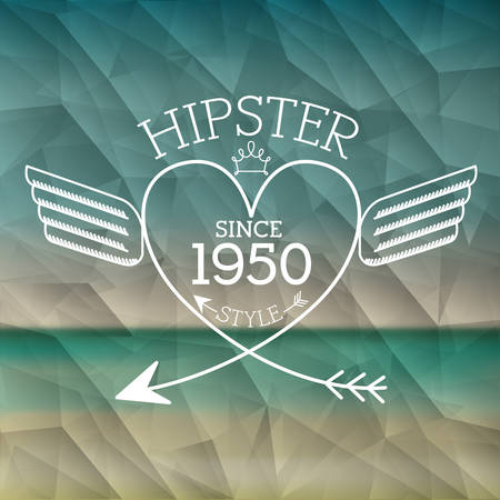 Hipster style design over blue crumpled background, vector illustratationのイラスト素材