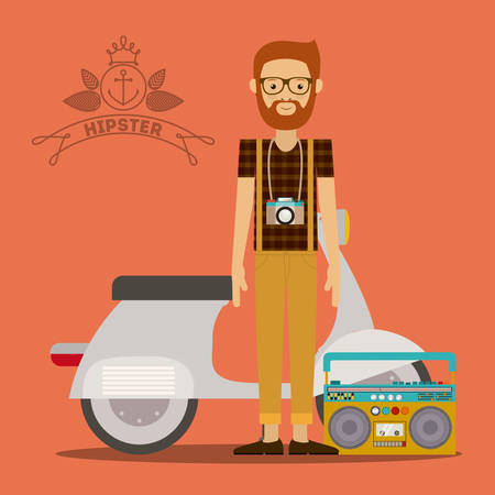 Hipster style design over orange background, vector illustrationのイラスト素材