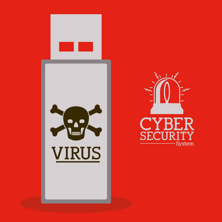 virus and security system design over red background, vector illustrationのイラスト素材