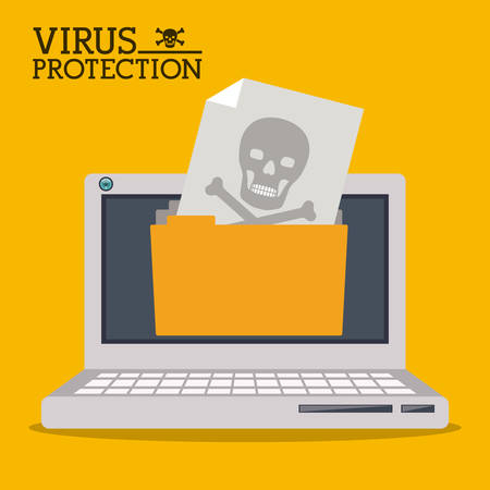 virus and security system design over yellow background, vector illustrationのイラスト素材