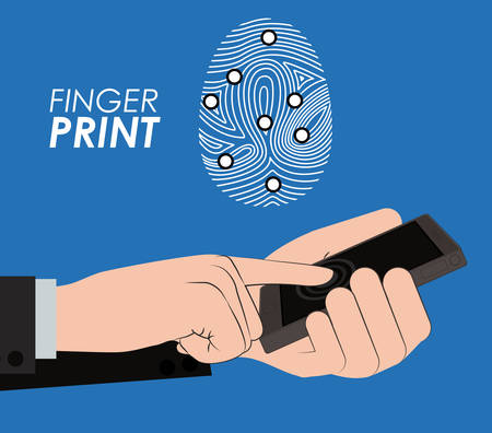 Fingerprint design over blue background, vector illustrationのイラスト素材