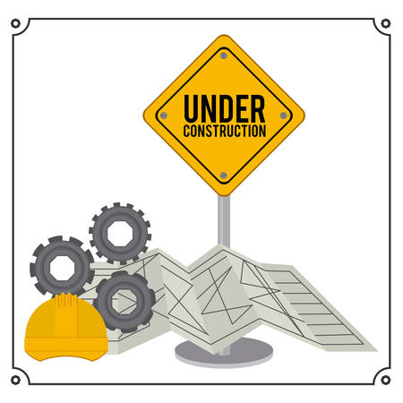 Under construction design over white background, vector illustrationのイラスト素材