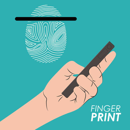 Fingerprint design over blue background, vector illustrationのイラスト素材