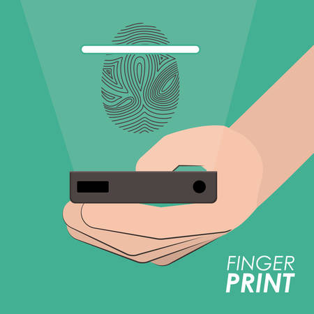Fingerprint design over green background, vector illustrationのイラスト素材
