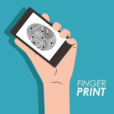 Fingerprint design over blue background, vector illustrationのイラスト素材