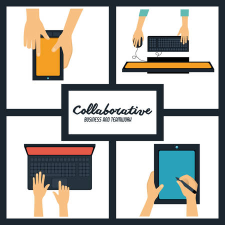 Collaborative design over white background, vector illustrationのイラスト素材