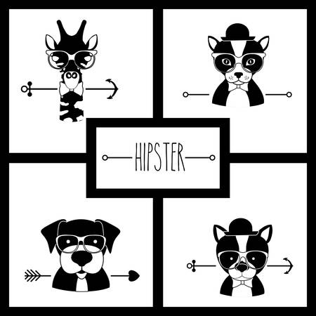 Hipster style design on animals, vector illustrationのイラスト素材