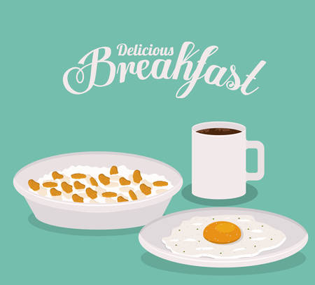 Breakfast digital design, vector illustration のイラスト素材