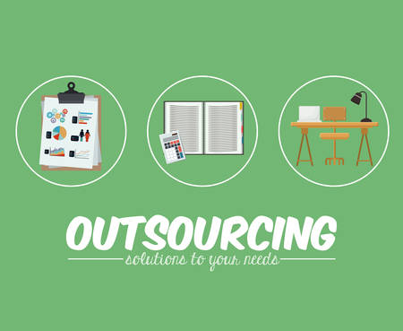 Outsourcing digital design, vector illustration のイラスト素材