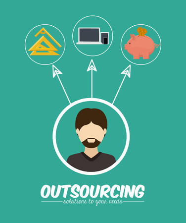 Outsourcing digital design, vector illustration のイラスト素材