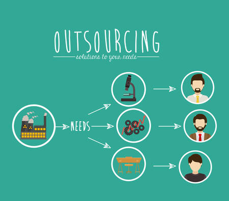 Outsourcing digital design, vector illustrationのイラスト素材