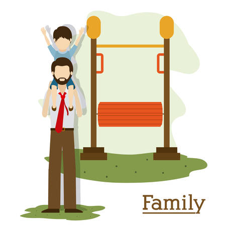 Father and his family design, vector illustration  のイラスト素材