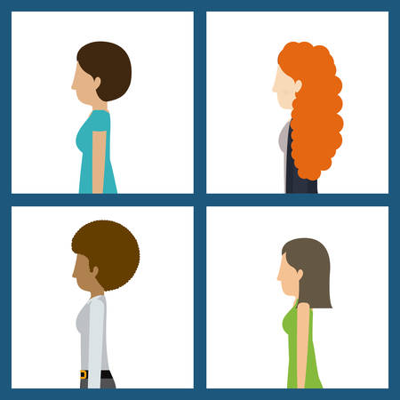 People concept over frames designのイラスト素材