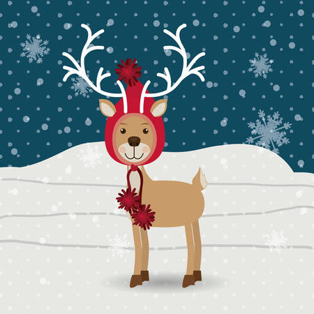 Merry Christmas concept with reindeer designのイラスト素材