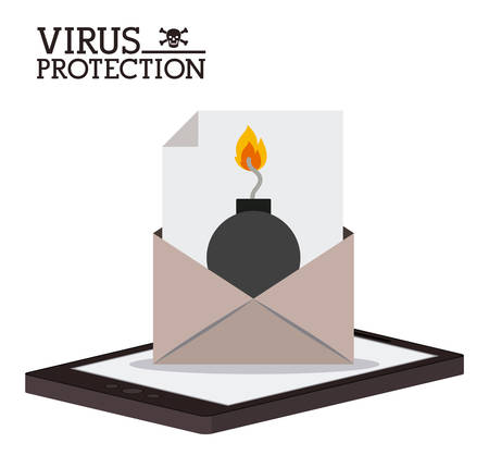 Cyber security concept about warning icon design, vector illustration  のイラスト素材
