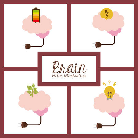 Brain concept over white and flat background design, vector illustration eps 10のイラスト素材
