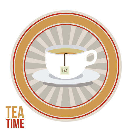 tea cup design over seal stamp  image, vector illustrationのイラスト素材