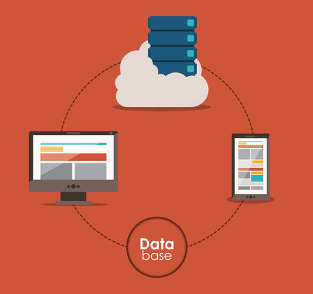 Data base concept and cloud computing design, vector illustration のイラスト素材
