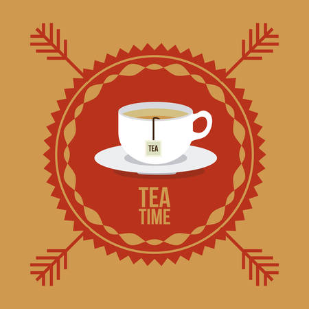tea cup design over seal stamp  image, vector illustration のイラスト素材
