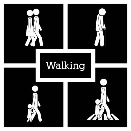 Walking concept with pictogram design, vector illustration eps 10のイラスト素材