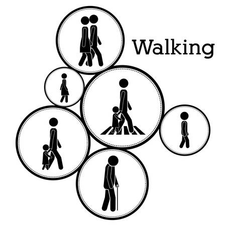 Walking concept with pictogram design, vector illustration eps 10のイラスト素材