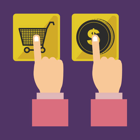 Shopping online concept with human hand design, vector illustration eps 10のイラスト素材