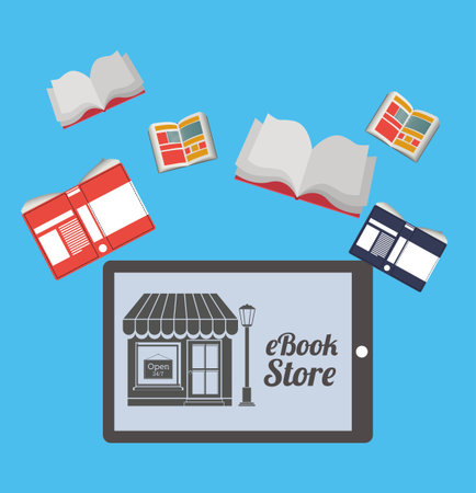 online bookstore design, vector illustration eps10 graphicのイラスト素材