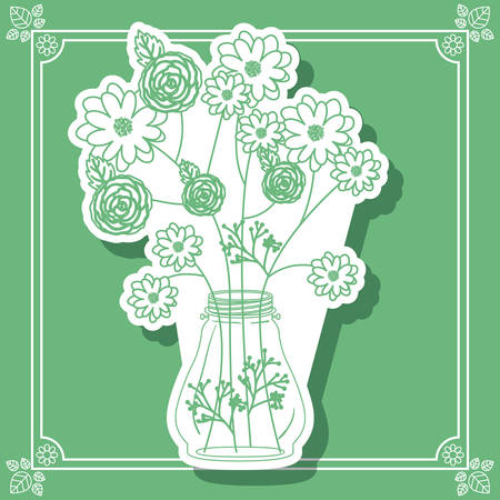 Flower concept over frame background design, vector illustration のイラスト素材