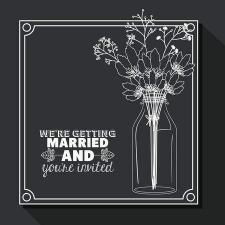 Married invitation concept over rustic background design, vector illustration のイラスト素材