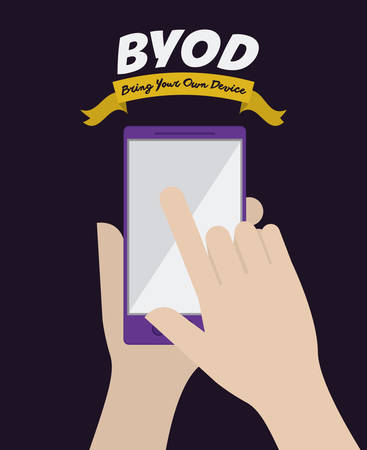 Byod concept with hand design, vector illustration のイラスト素材