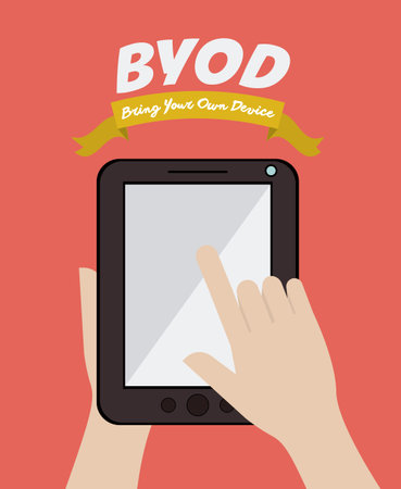 Byod concept with hand design, vector illustration のイラスト素材