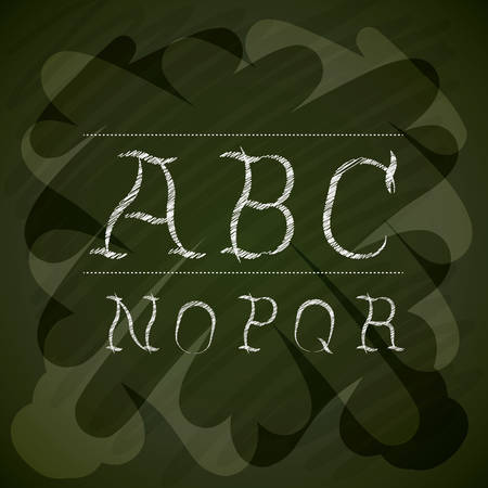 alphabet written on chalk board design, vector illustration eps10 graphicのイラスト素材