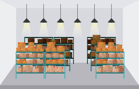 delivery and storage warehouse design, vector illustration eps10 graphicのイラスト素材