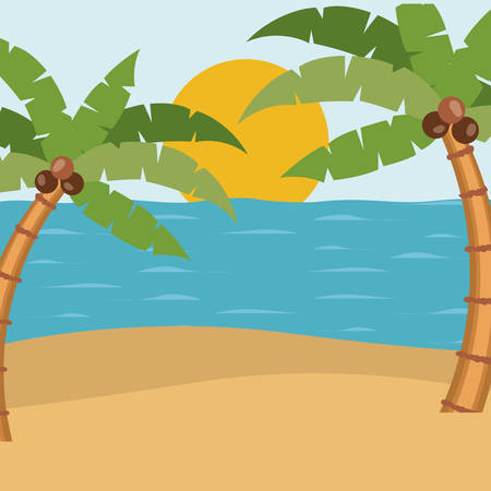 Tropical summer landscape design, vector illustration eps10 graphicのイラスト素材