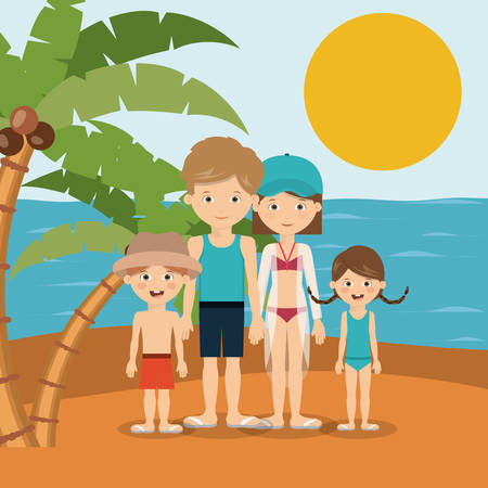 family beach vacation design, vector illustration eps10 graphicのイラスト素材
