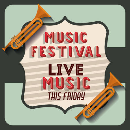 retro music festival poster isolated icon design, vector illustration  graphicのイラスト素材