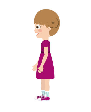 girl standing looking aside isolated icon design, vector illustration  graphicのイラスト素材